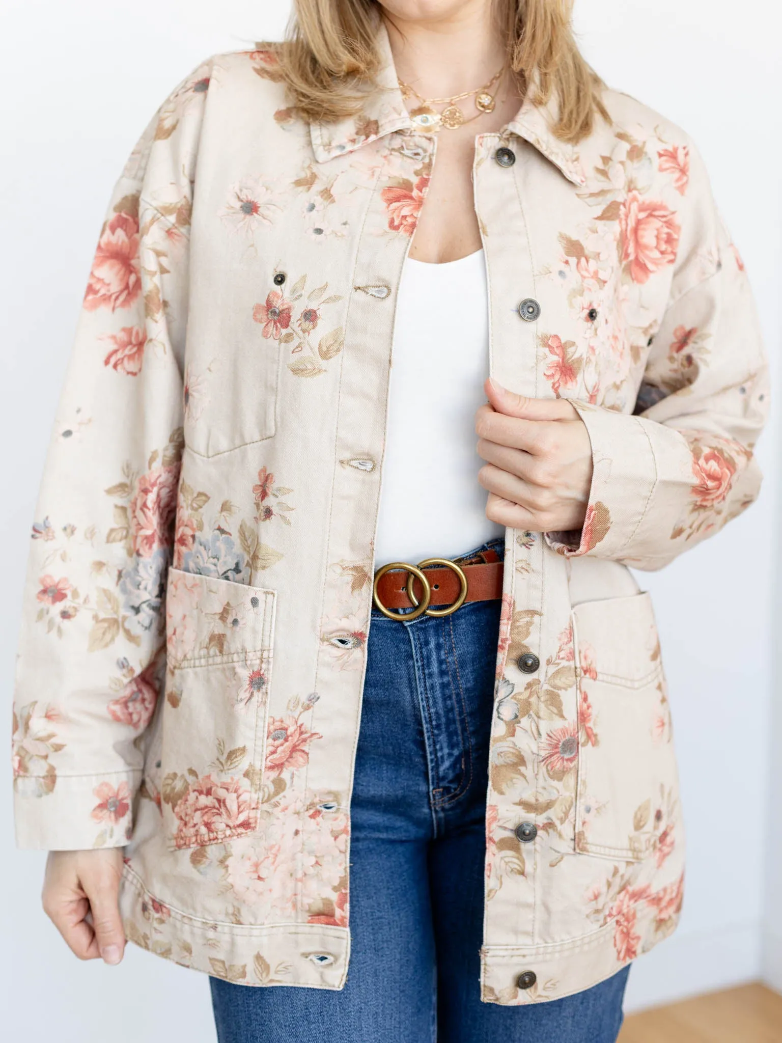 Free People Floral Avery Denim Jacket
