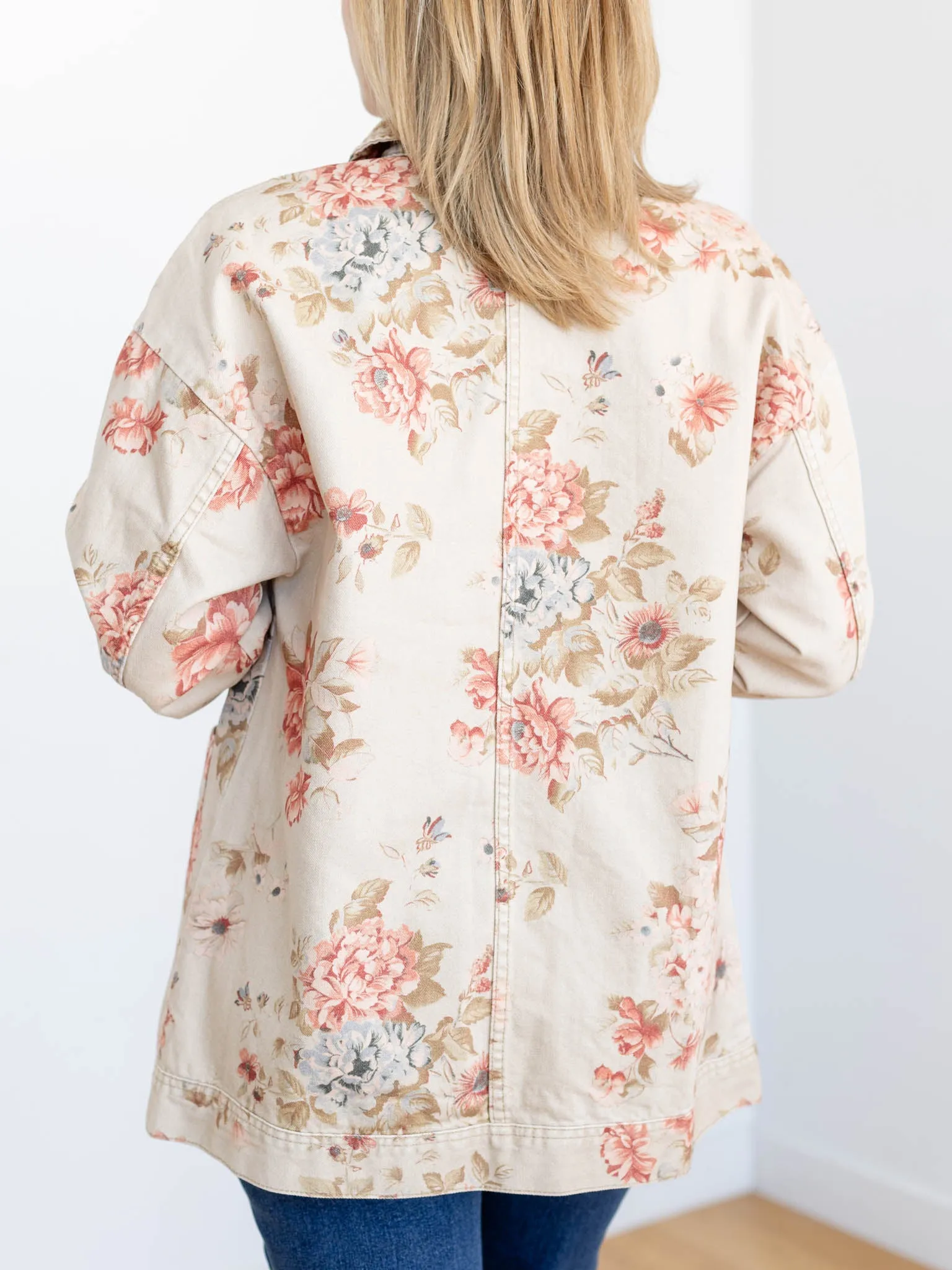 Free People Floral Avery Denim Jacket