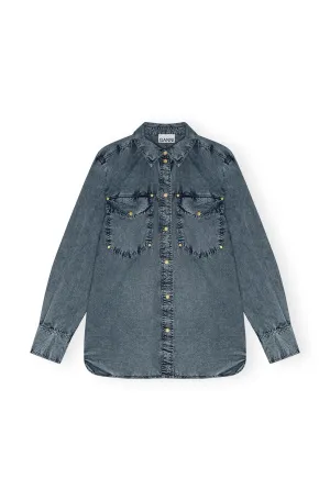 Ganni Cotton Poplin Oversized Rivet Top