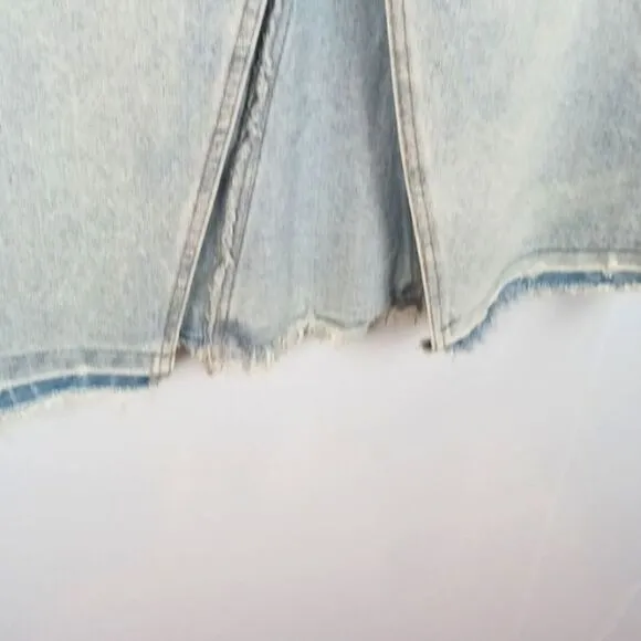 GIANNI BINI Lady Luck light-wash  denim midi skirt size 27