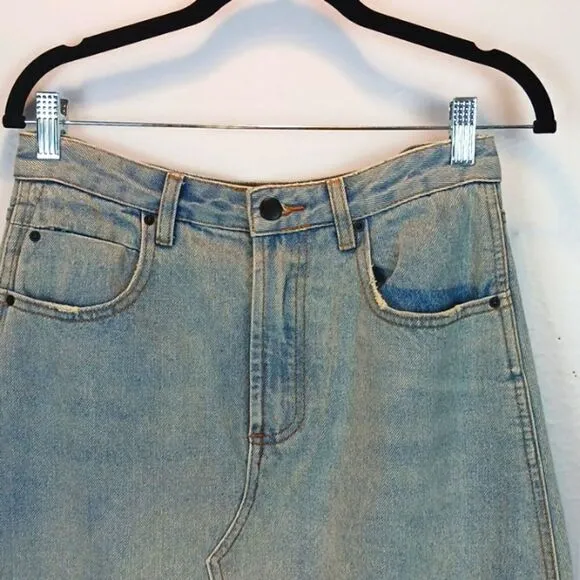 GIANNI BINI Lady Luck light-wash  denim midi skirt size 27