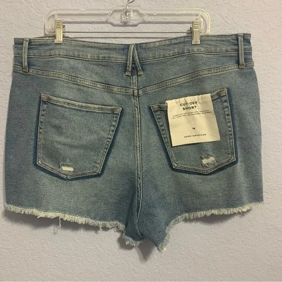 Good American Cut-Off Distressed Denim Shorts