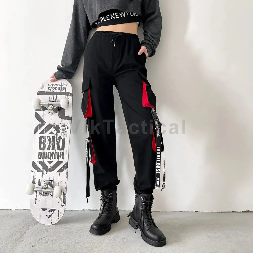Gothic Harem Pants with Punk Pockets and Chain - Jogger Trousers