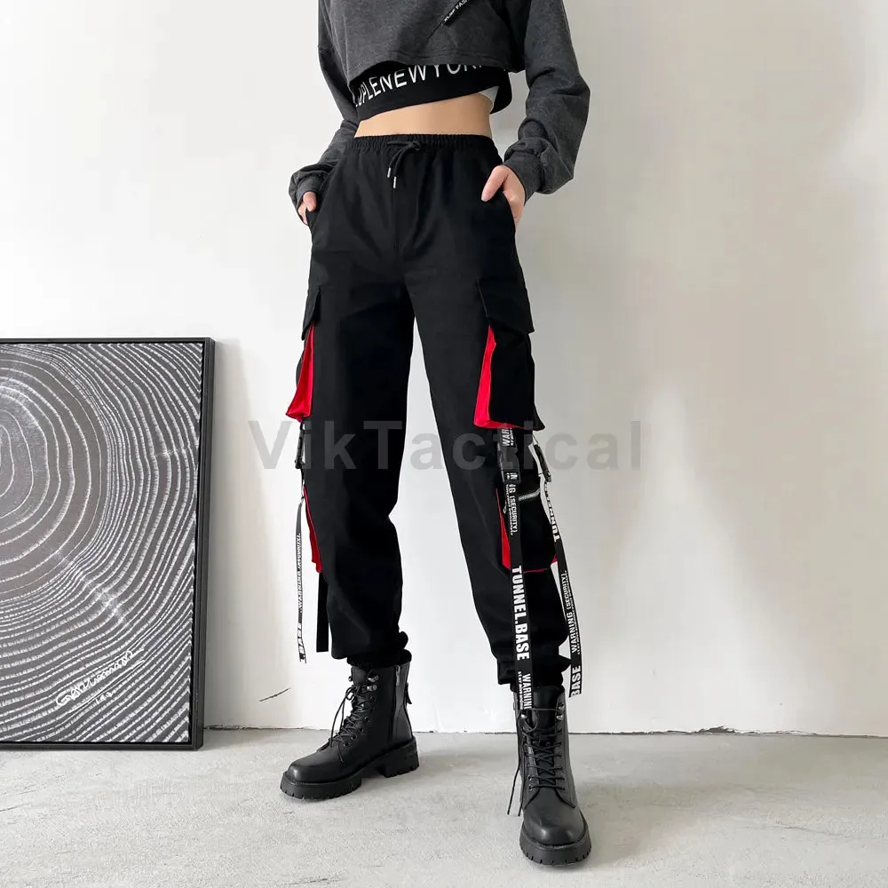Gothic Harem Pants with Punk Pockets and Chain - Jogger Trousers