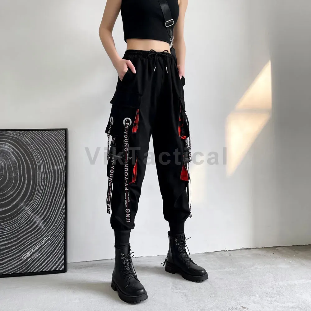 Gothic Harem Pants with Punk Pockets and Chain - Jogger Trousers