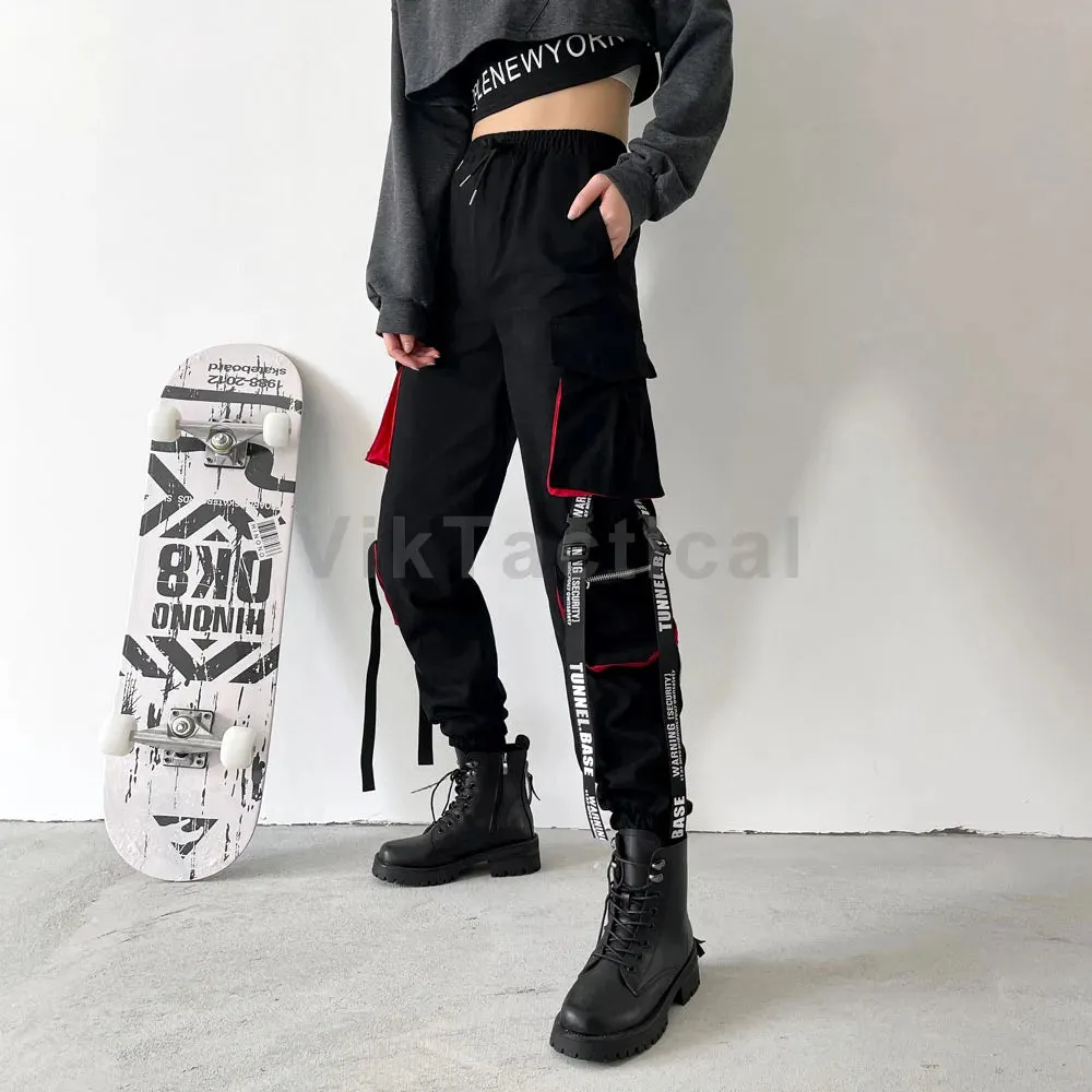 Gothic Harem Pants with Punk Pockets and Chain - Jogger Trousers