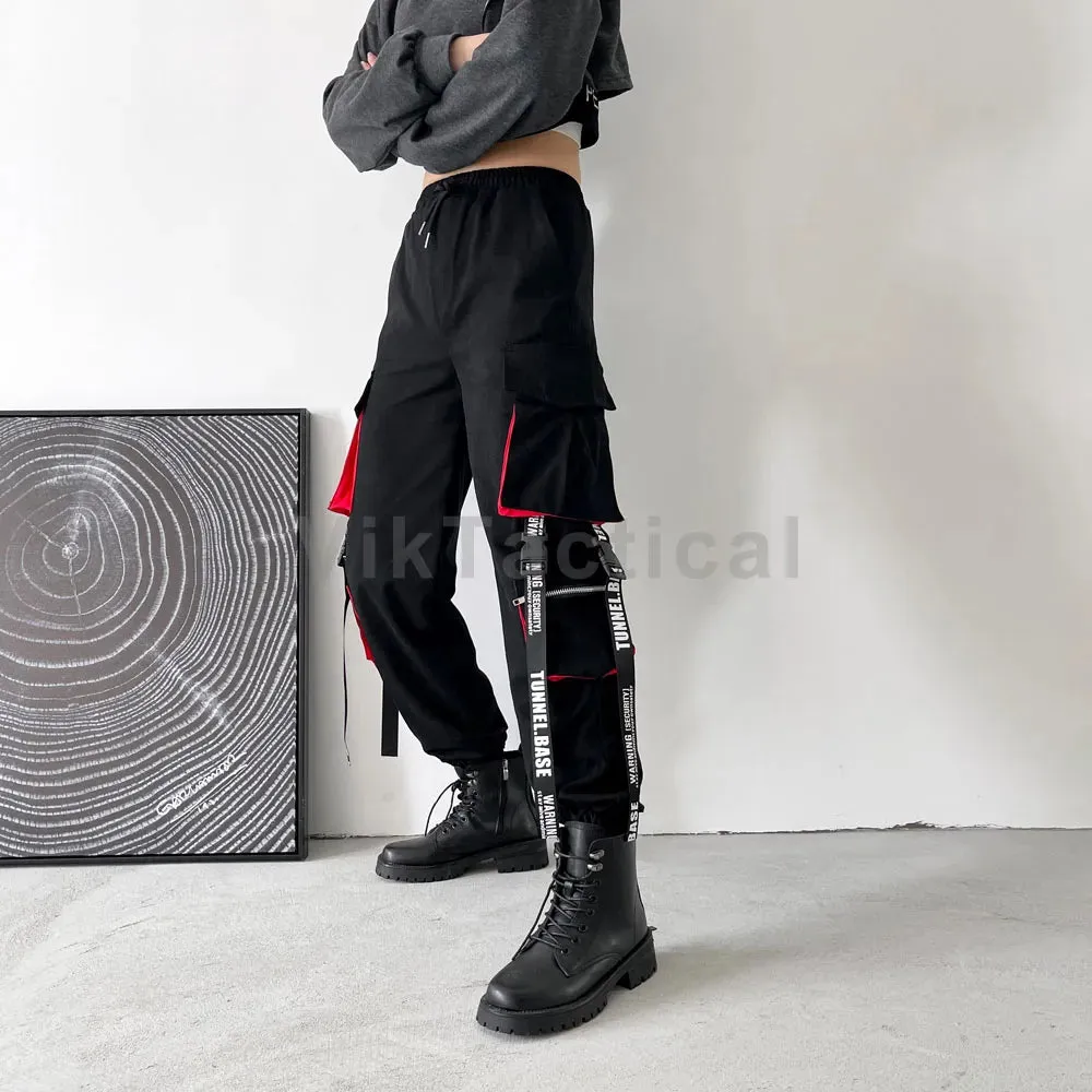 Gothic Harem Pants with Punk Pockets and Chain - Jogger Trousers