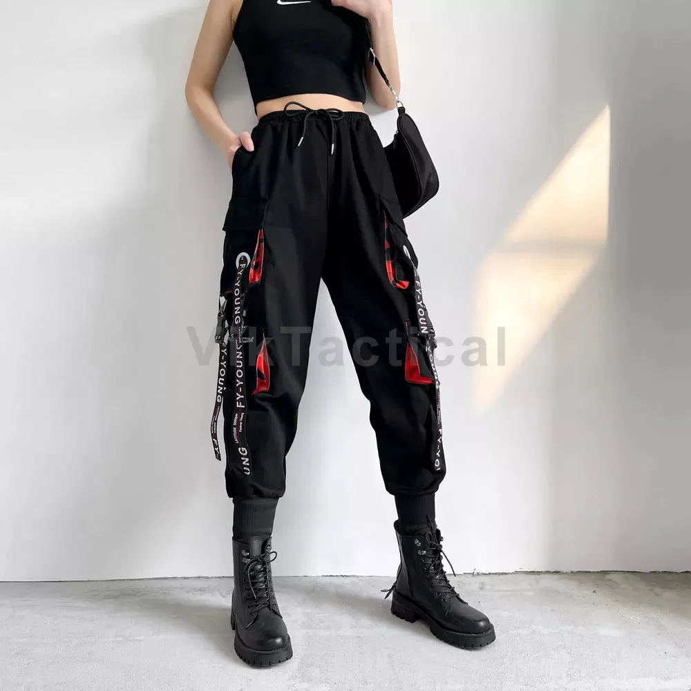 Gothic Harem Pants with Punk Pockets and Chain - Jogger Trousers