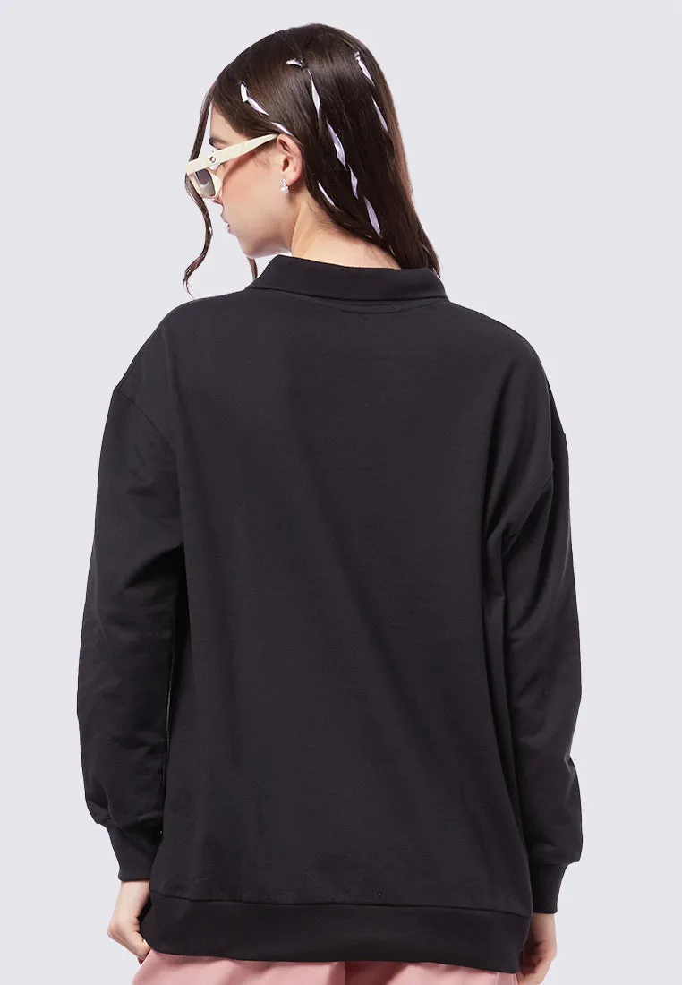 Graphic Polo Sweatshirt