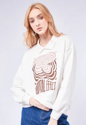 Graphic Sweatshirt with Polo Collar