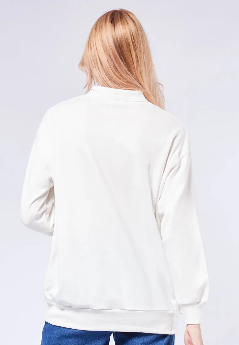 Graphic Sweatshirt with Polo Collar