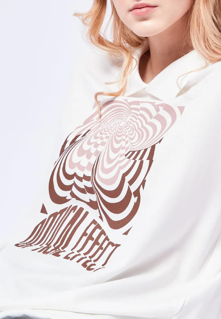 Graphic Sweatshirt with Polo Collar