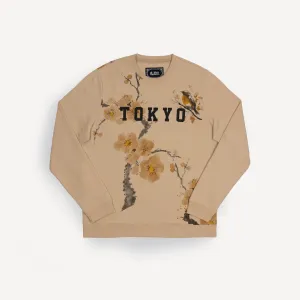 Graphic Wraparound Crewneck Sweatshirt - Warm Sand / Tokyo