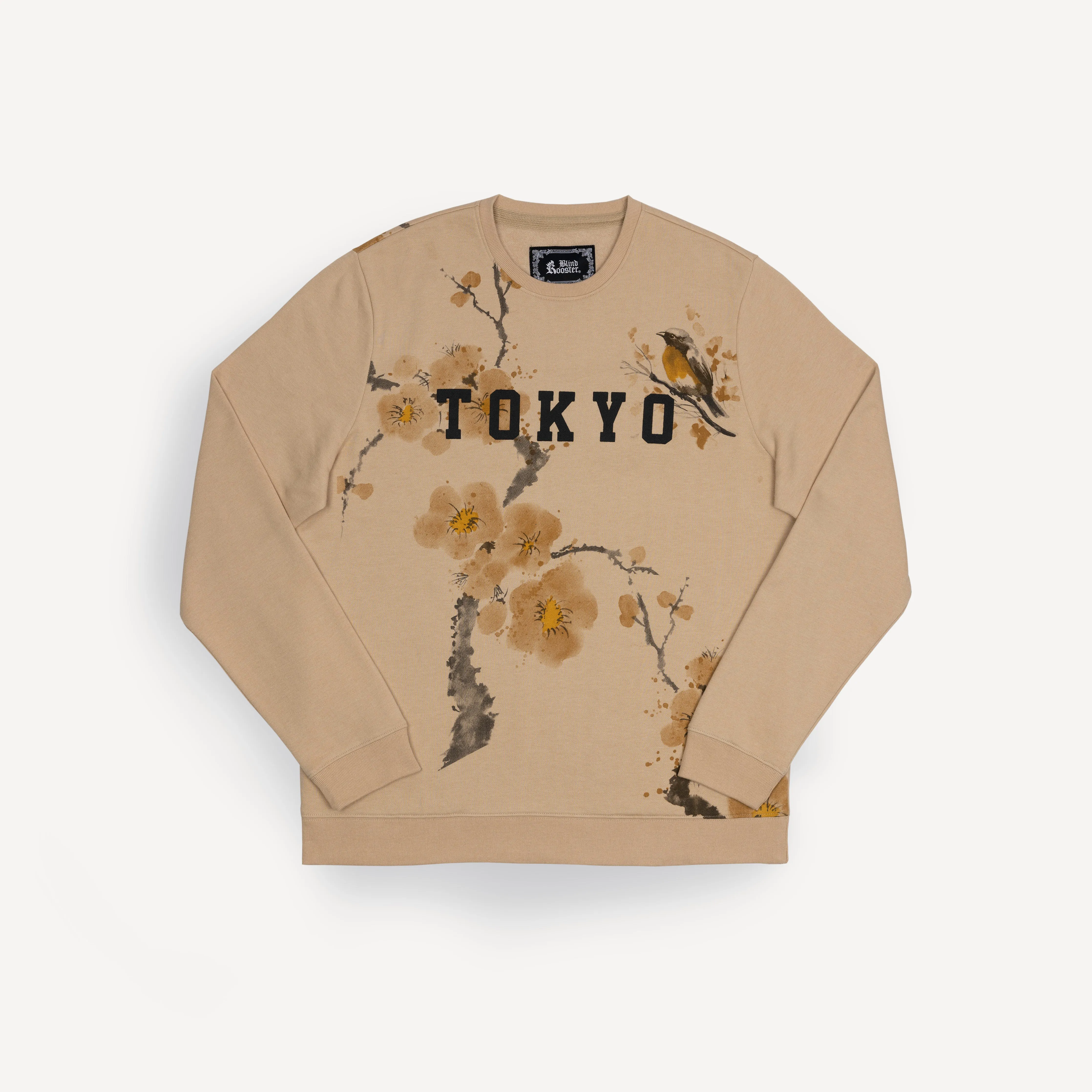 Graphic Wraparound Crewneck Sweatshirt - Warm Sand / Tokyo