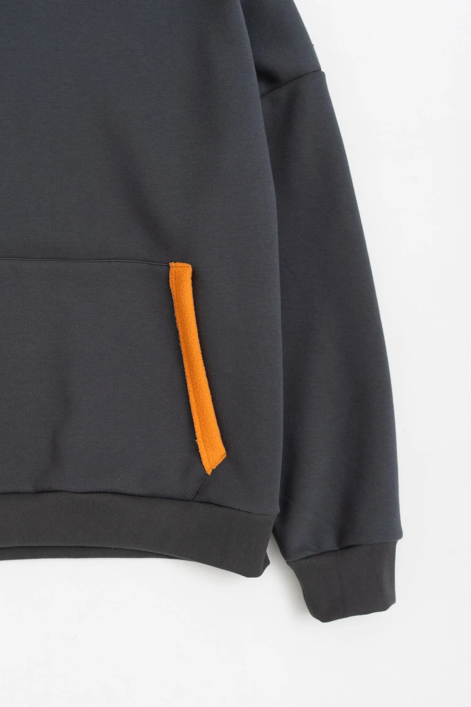 Grey Contrast Trim Oversized Hoodie