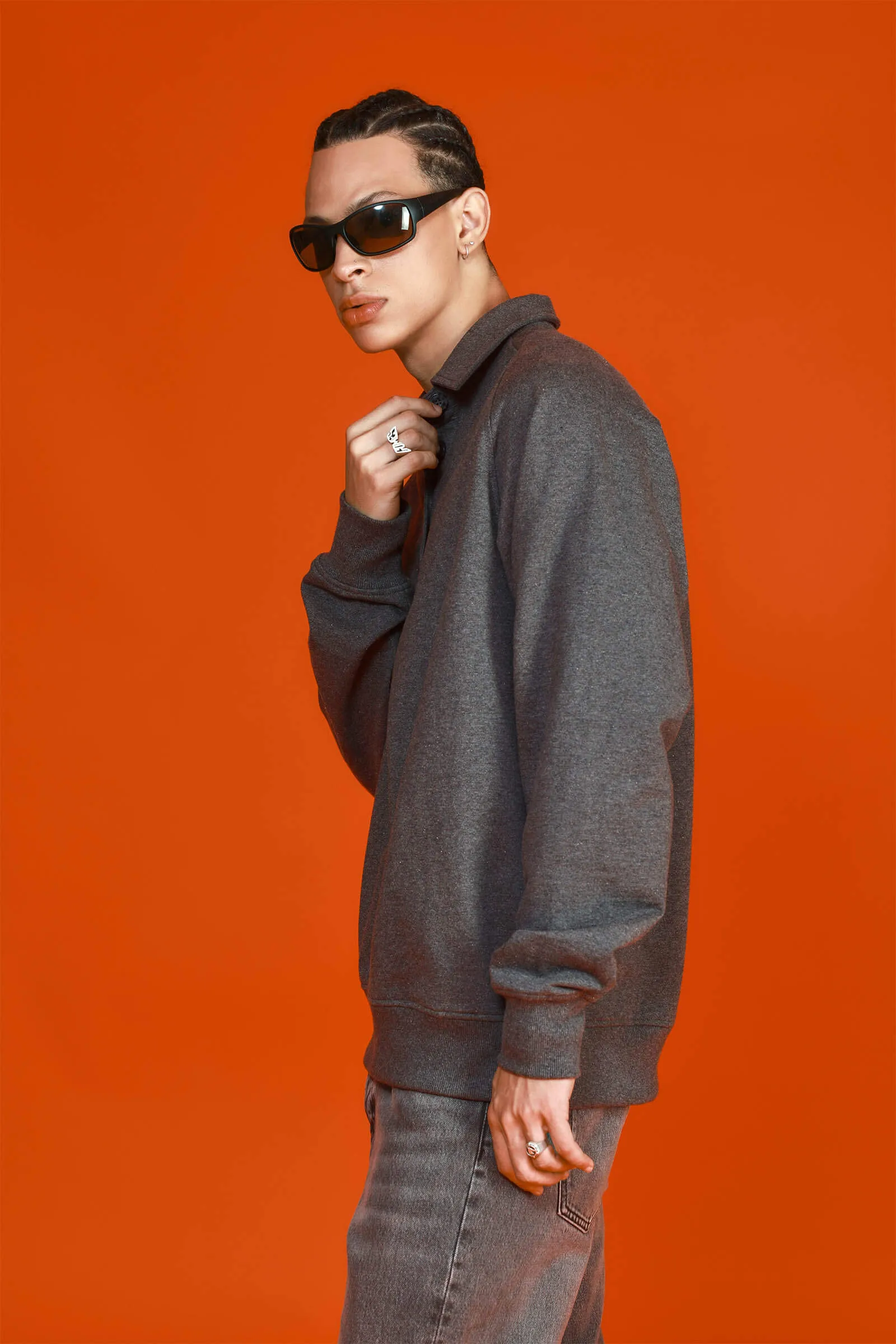 Grey Polo Sweatshirt