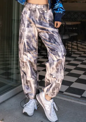 Grey Tie Dye Cargo Jogger