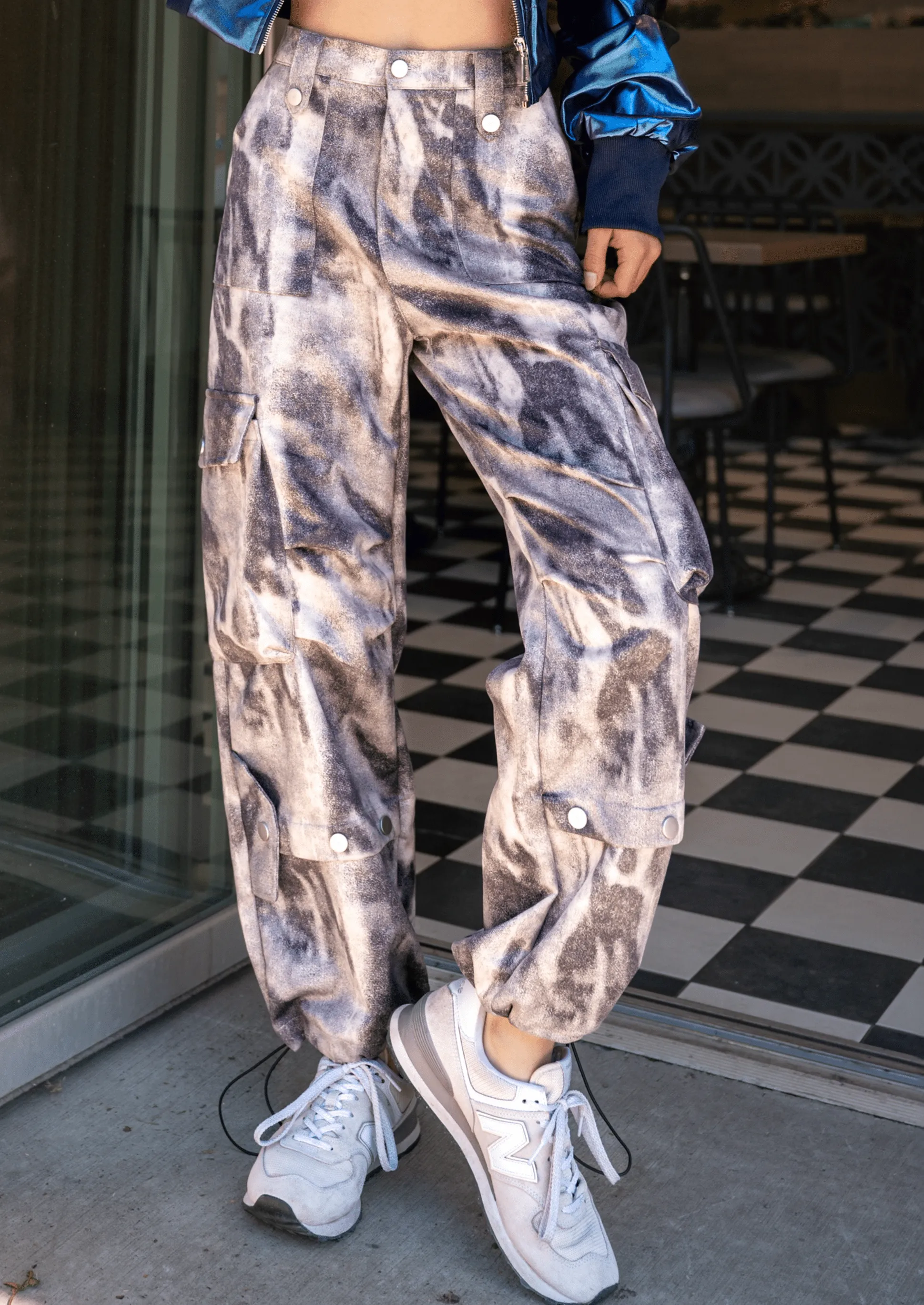 Grey Tie Dye Cargo Jogger