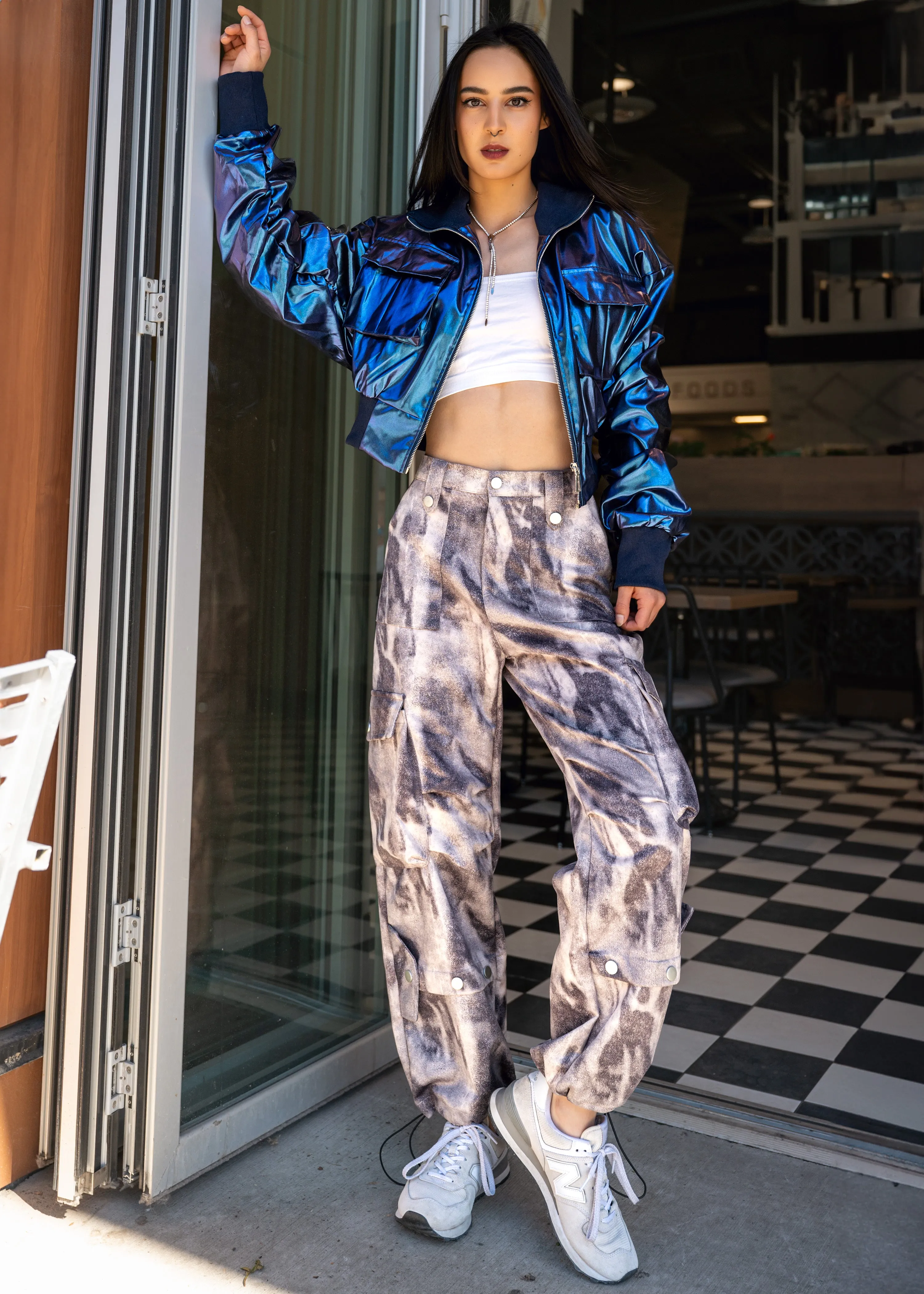 Grey Tie Dye Cargo Jogger