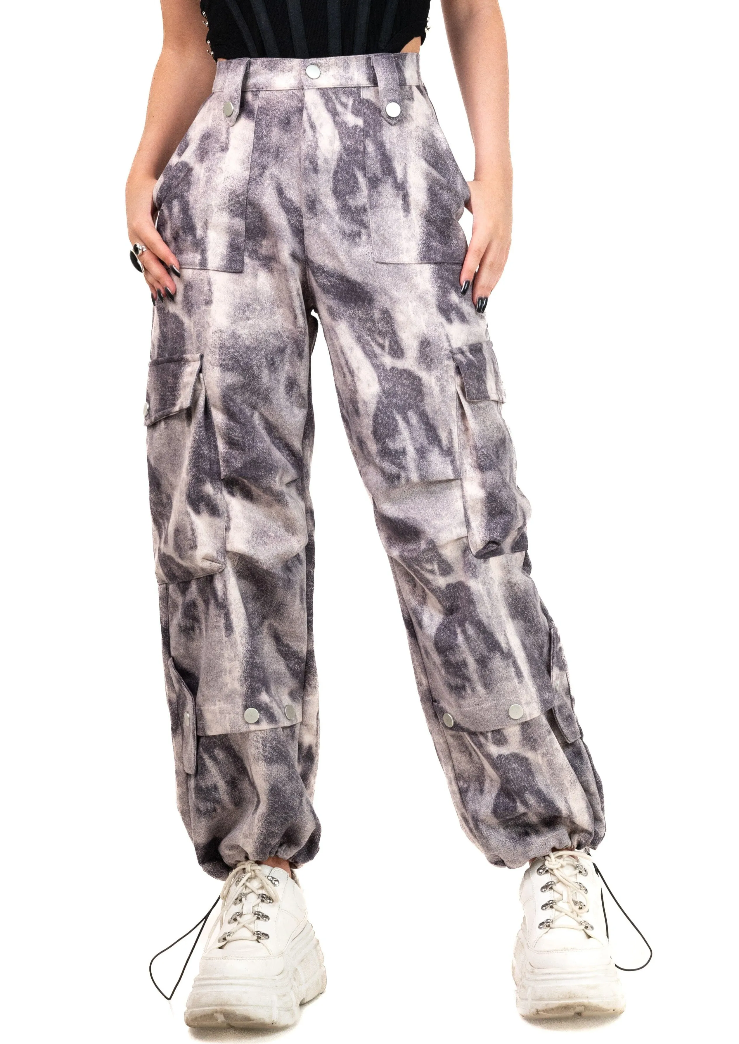 Grey Tie Dye Cargo Jogger