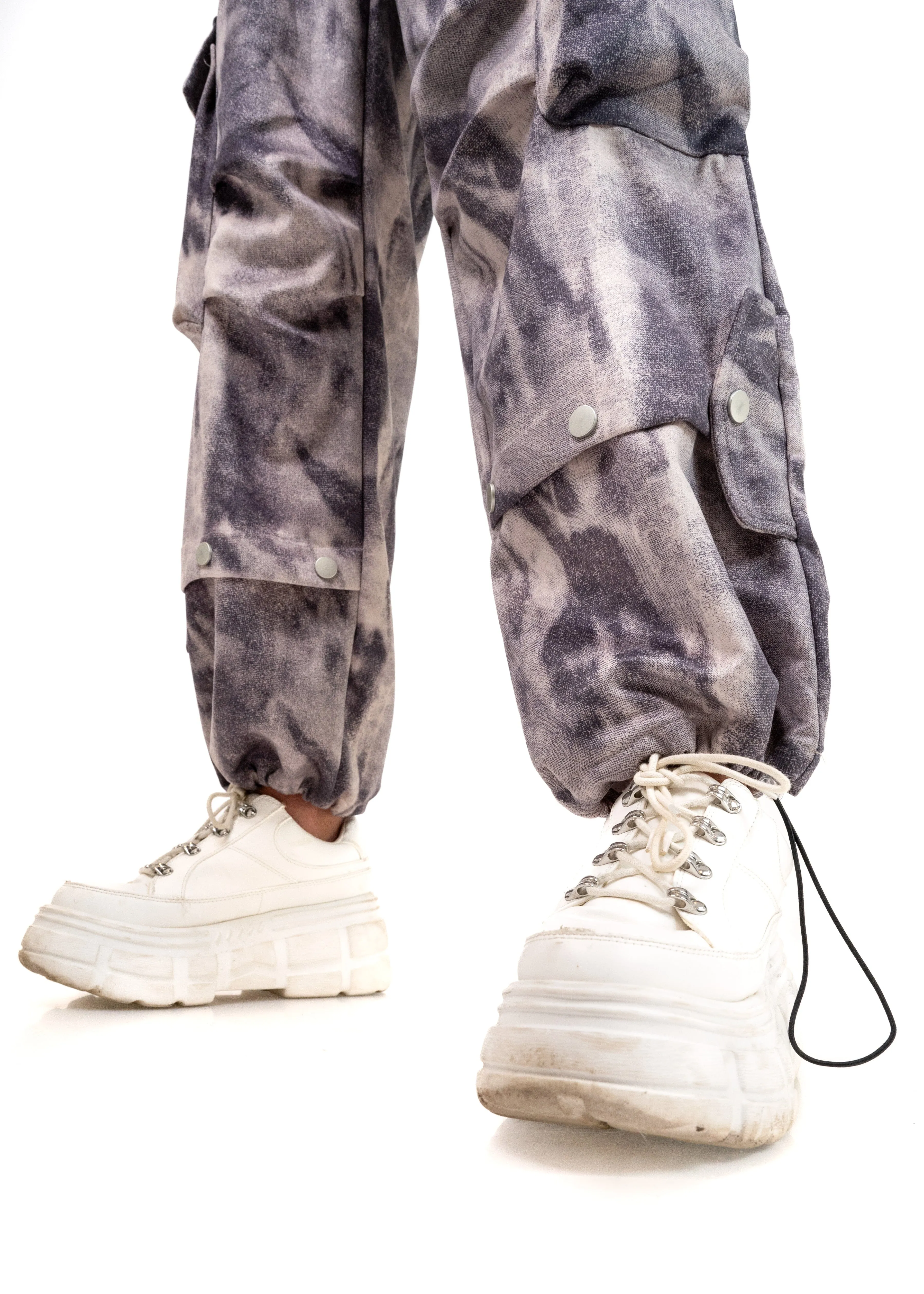 Grey Tie Dye Cargo Jogger