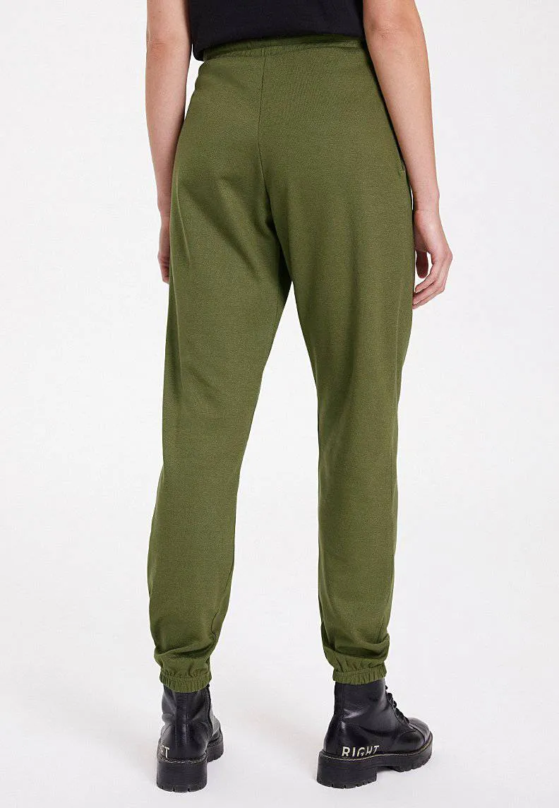 Haki Basic Lastikli Paça Regular Fit Kadın Eşofman Altı ESSENTIALS CUFFED JOGGER