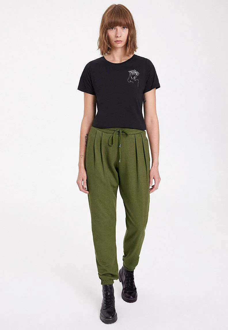 Haki Basic Lastikli Paça Regular Fit Kadın Eşofman Altı ESSENTIALS CUFFED JOGGER