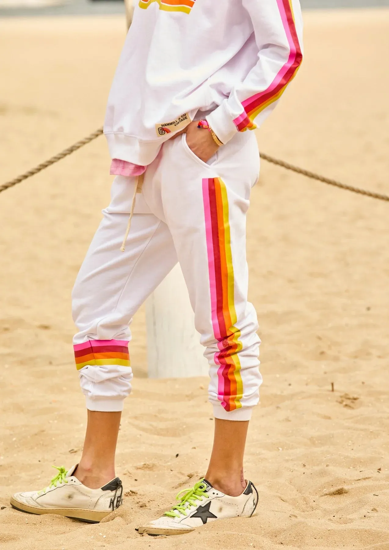 Hammill & Co - Retro Vibes Track Pant - White