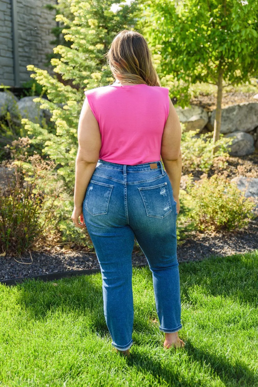 Hazel Blues® | Hi-Rise Rainbow Embroidery Cropped Straight Leg Jeans