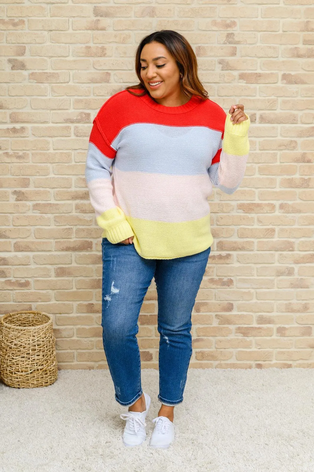 Hazel Blues® | Hi-Rise Rainbow Embroidery Cropped Straight Leg Jeans