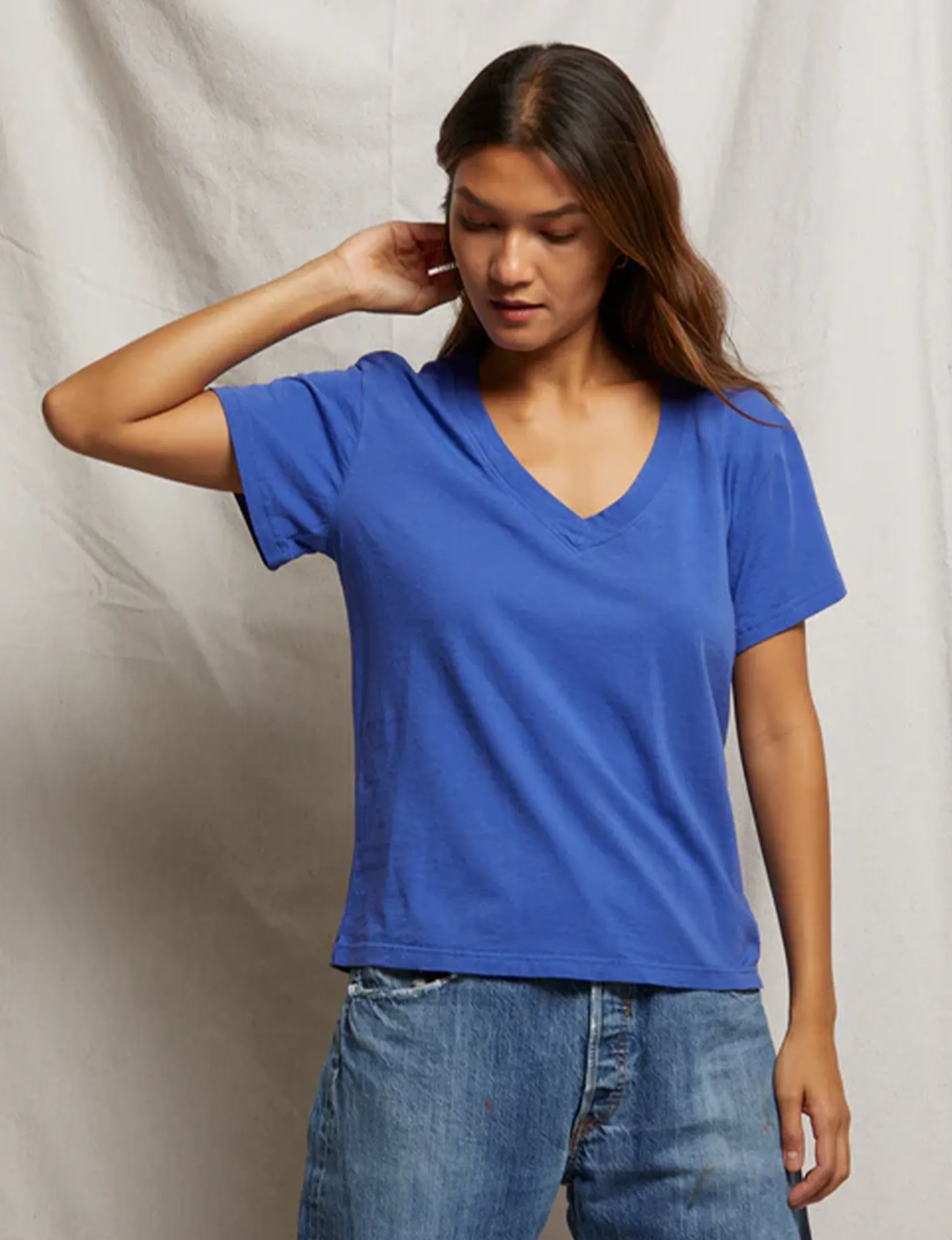 Hendrix V Neck Tee, Violet Blue