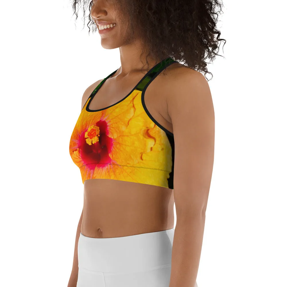 Hibiscus Sunrise Sports Bra