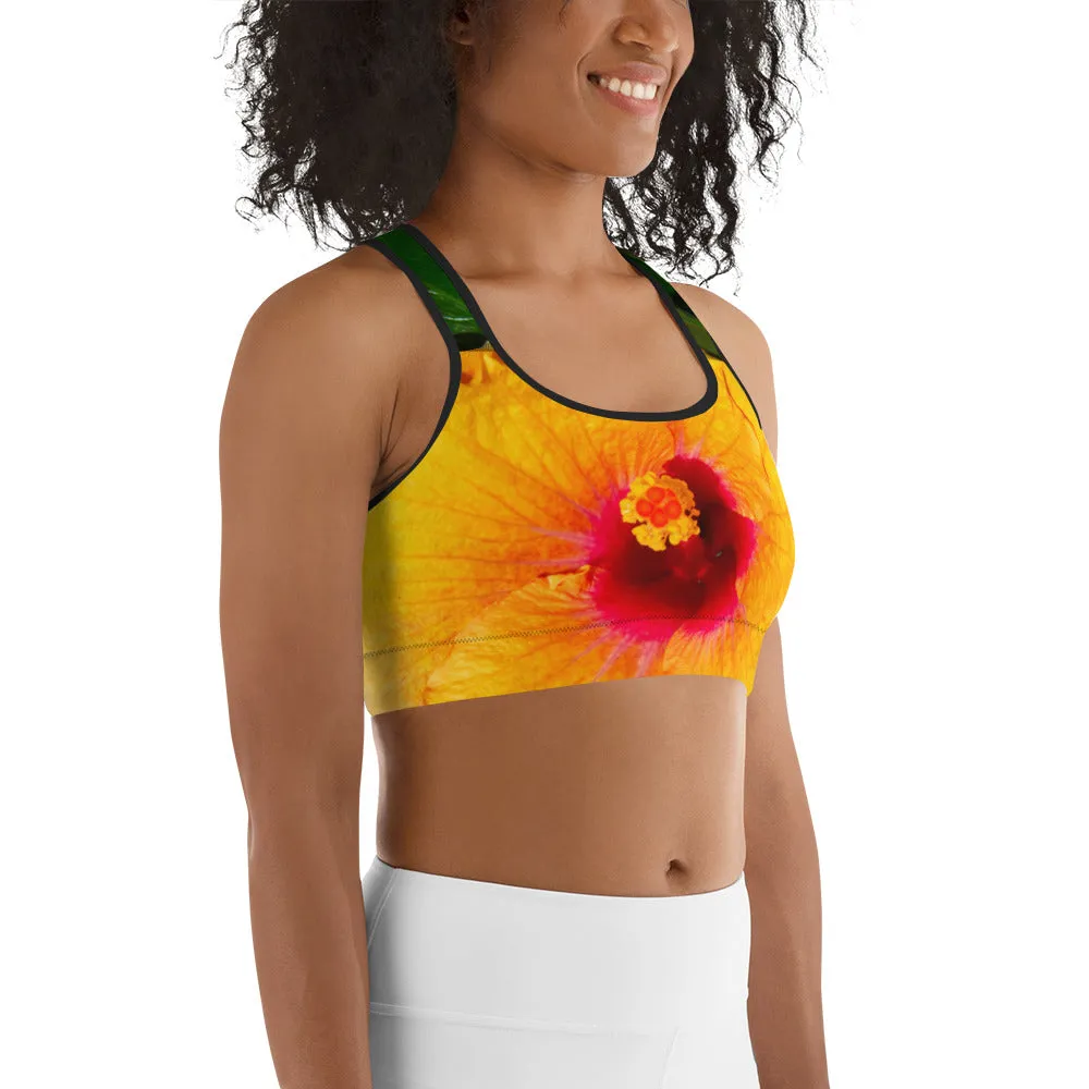 Hibiscus Sunrise Sports Bra