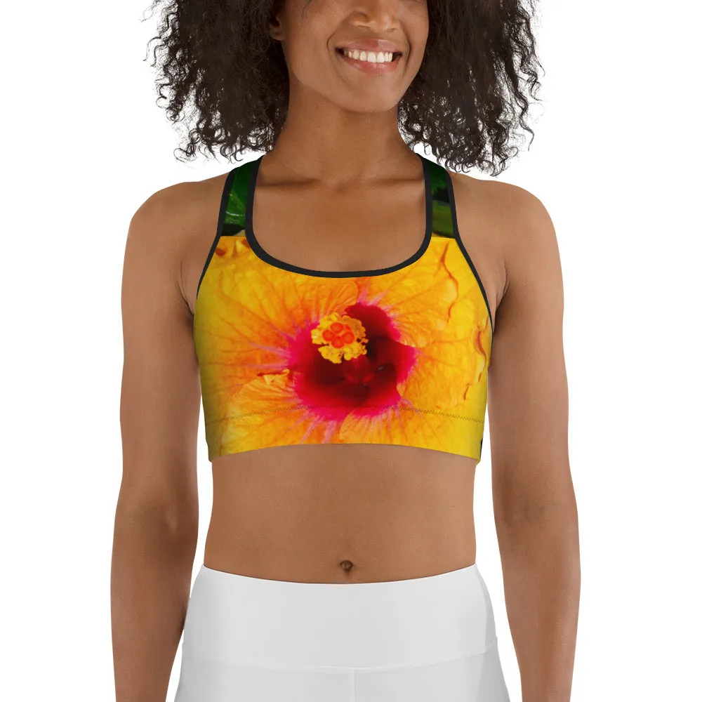 Hibiscus Sunrise Sports Bra