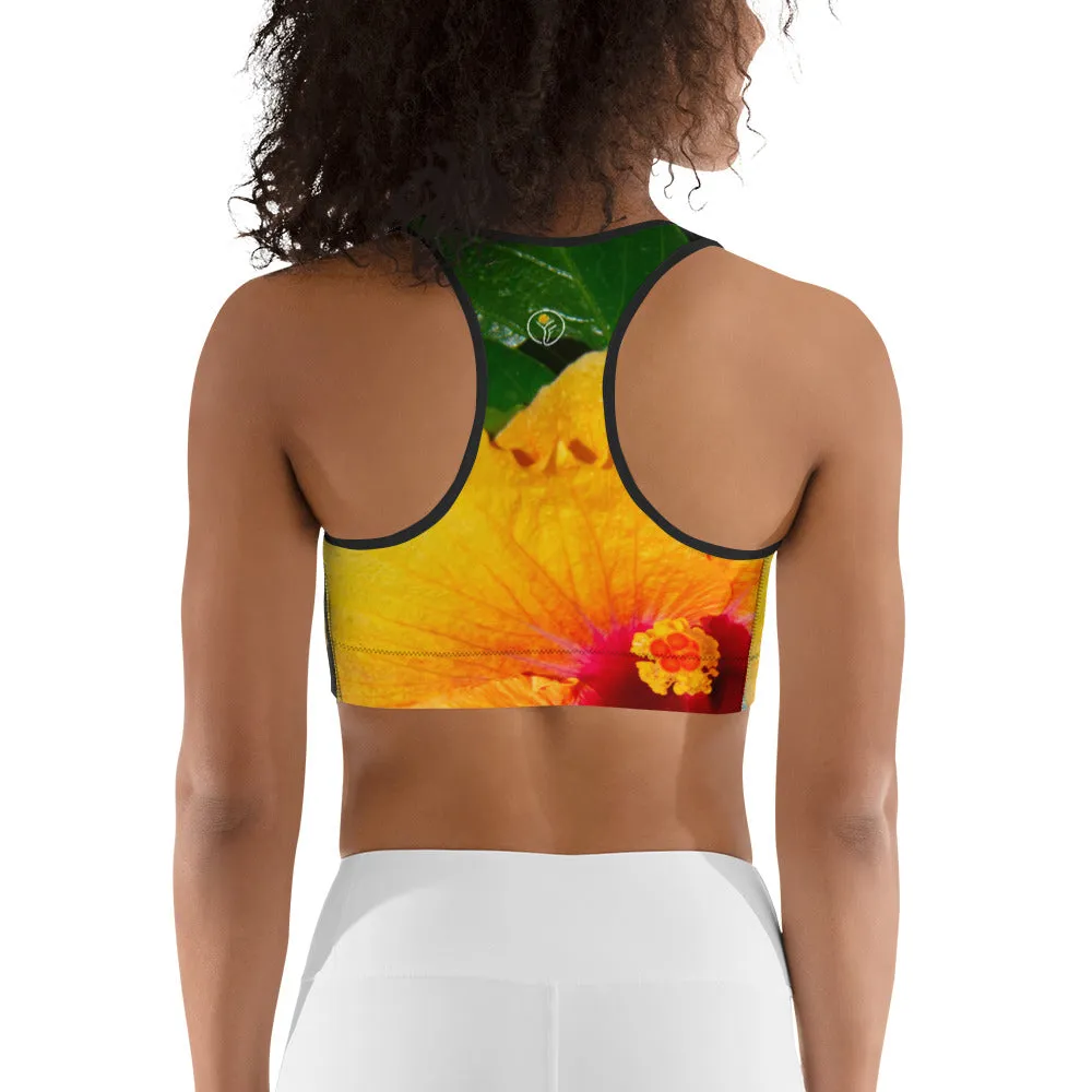 Hibiscus Sunrise Sports Bra