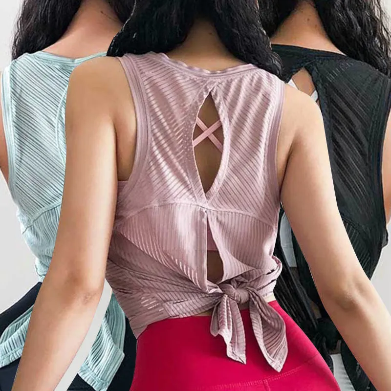 High quality Quick Dry Sports  Sexy Back Yoga Tank Top Women's Fitness Running Vest