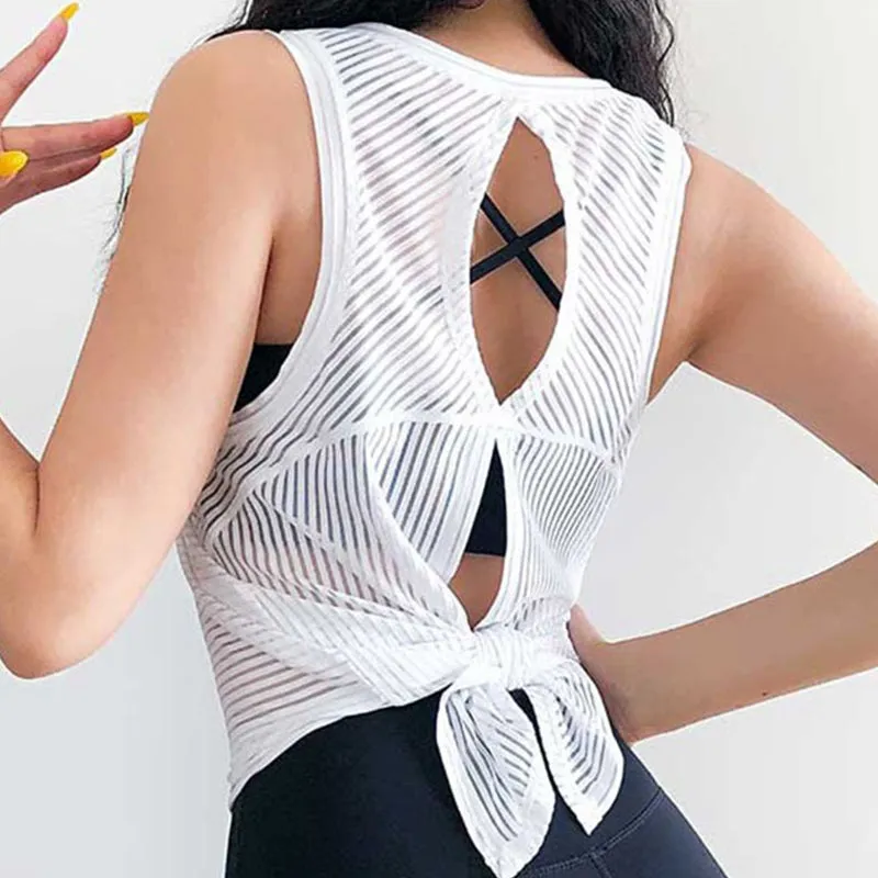 High quality Quick Dry Sports  Sexy Back Yoga Tank Top Women's Fitness Running Vest