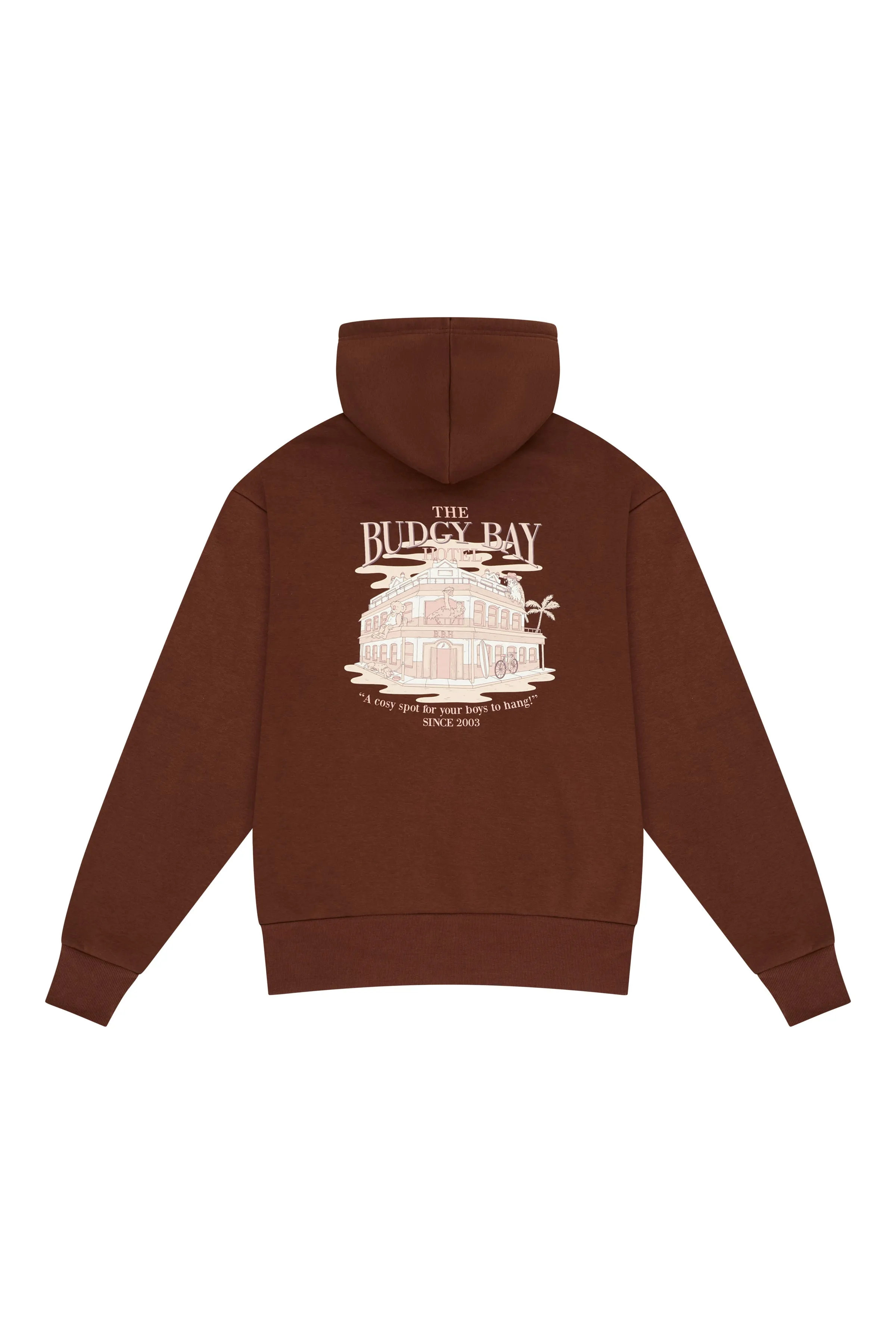 Hoodie in Brown Budgy Bay Hotel