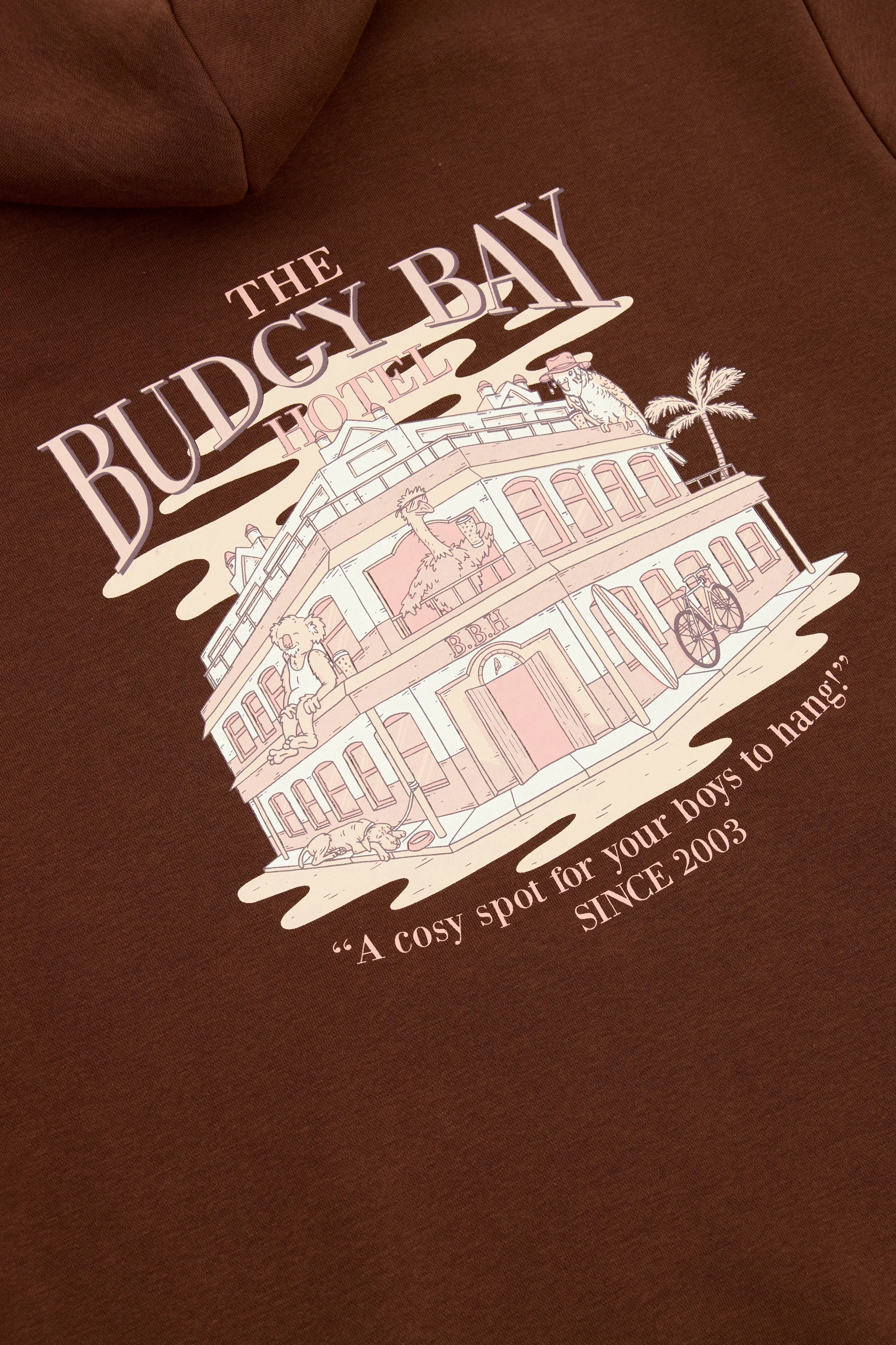 Hoodie in Brown Budgy Bay Hotel