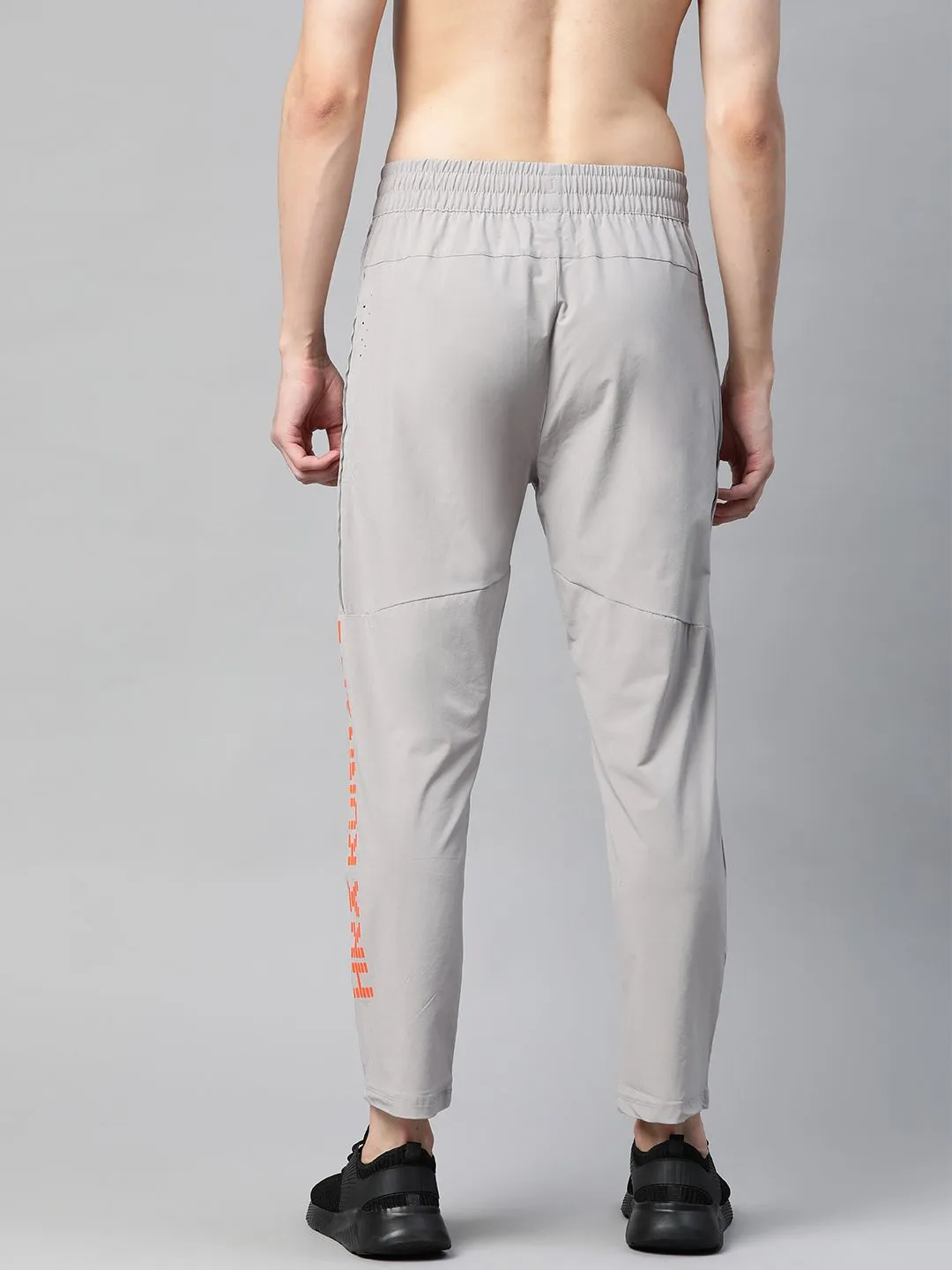 HRX by Hrithik Roshan Men Grey Solid Slim Fit Rapid-Dry Antimicrobial Running Track Pants