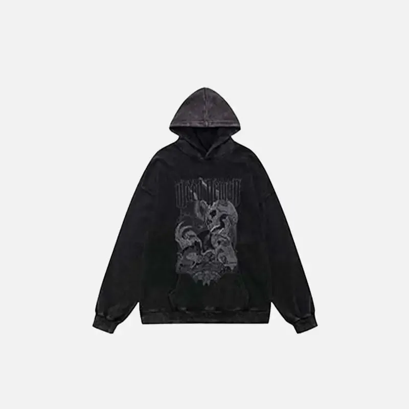 Hungry Demon Print Hoodie Y2K