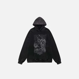 Hungry Demon Print Hoodie Y2K