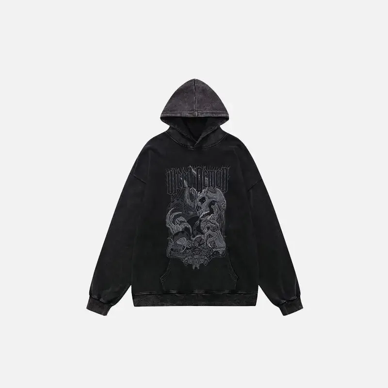 Hungry Demon Print Hoodie Y2K