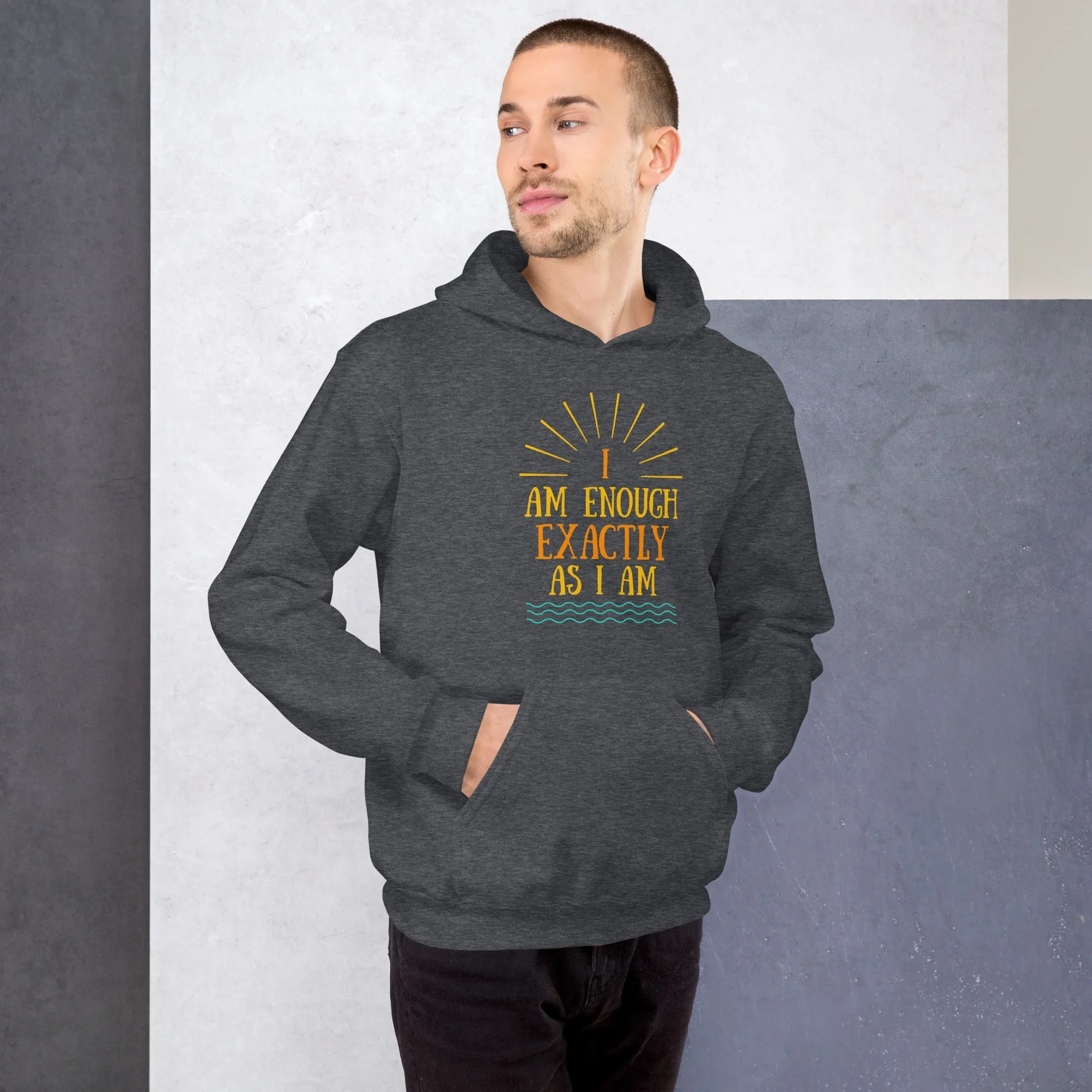 I AM ENOUGH EXACTLY AS I AM Vintage Mental Health Motivational Hoodie for Men