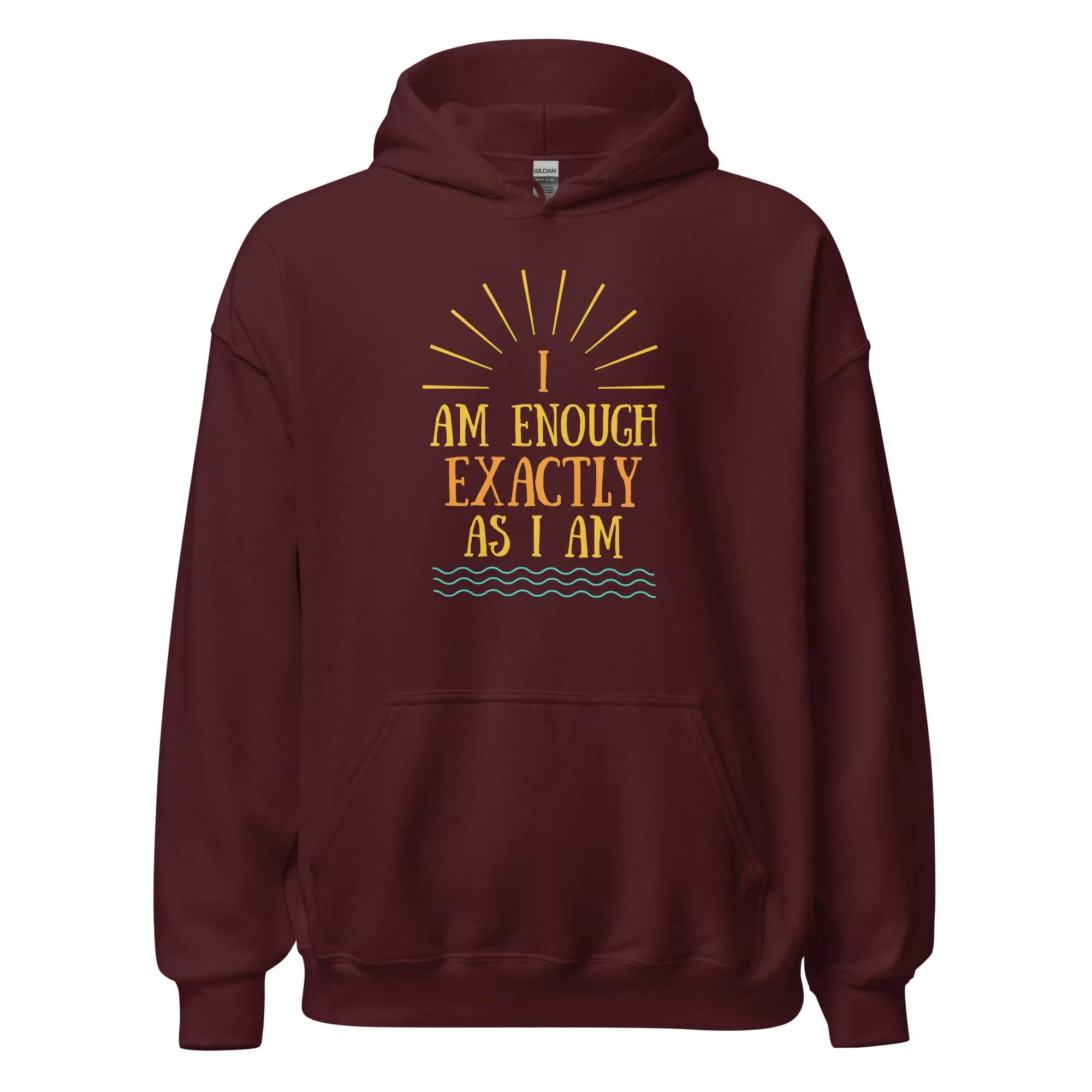 I AM ENOUGH EXACTLY AS I AM Vintage Mental Health Motivational Hoodie for Men