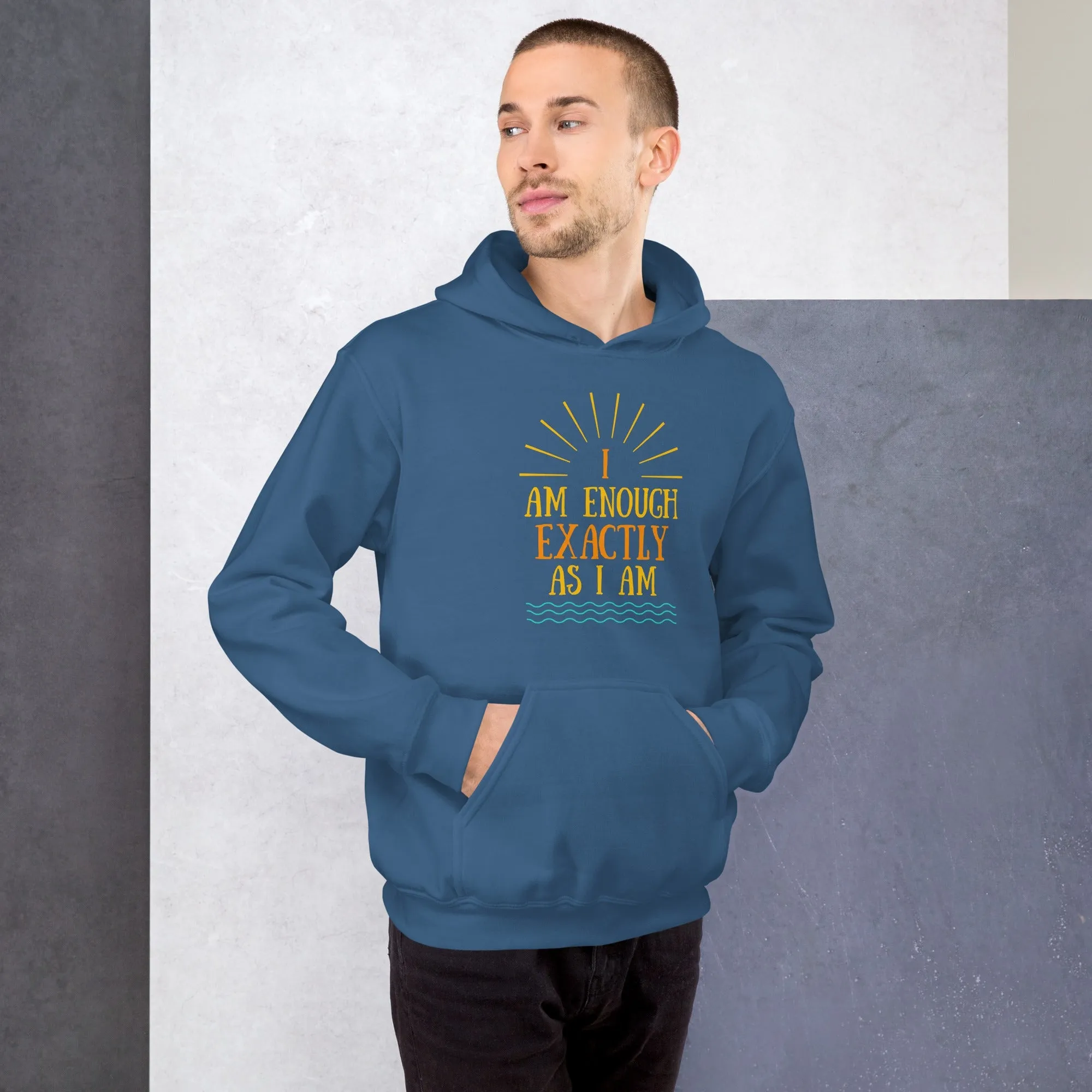 I AM ENOUGH EXACTLY AS I AM Vintage Mental Health Motivational Hoodie for Men