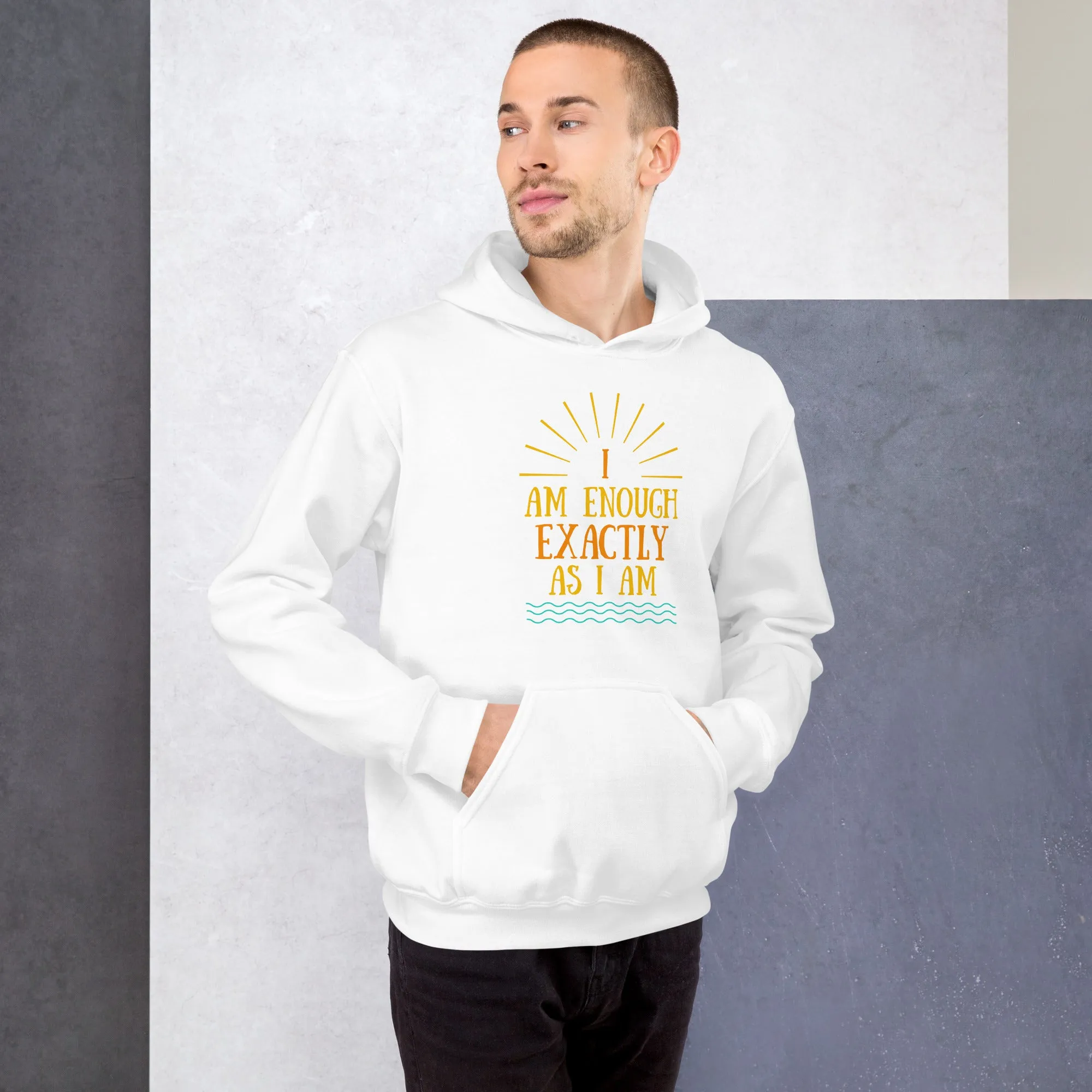 I AM ENOUGH EXACTLY AS I AM Vintage Mental Health Motivational Hoodie for Men