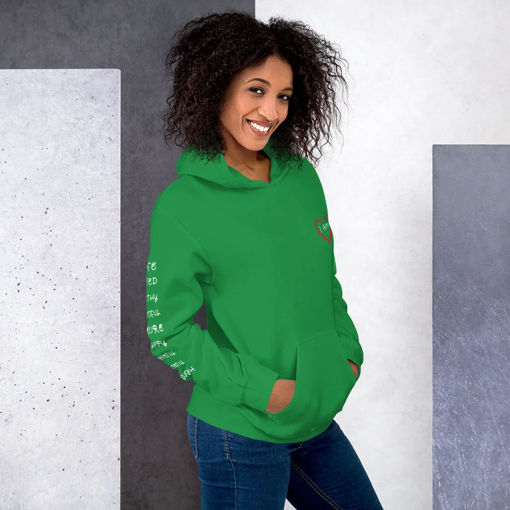 I AM HEART Affirmations Inspirational Positive Self-Love Hoodie Women