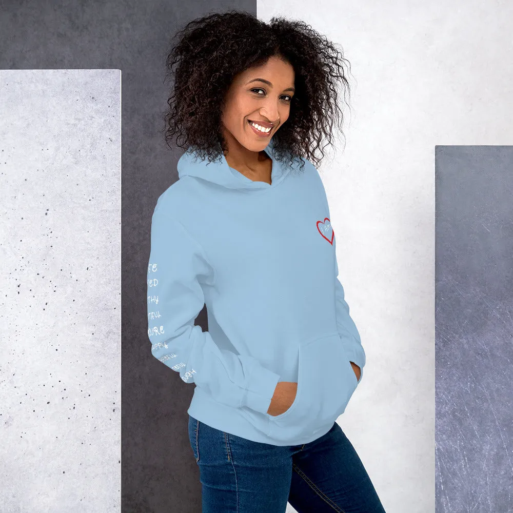 I AM HEART Affirmations Inspirational Positive Self-Love Hoodie Women