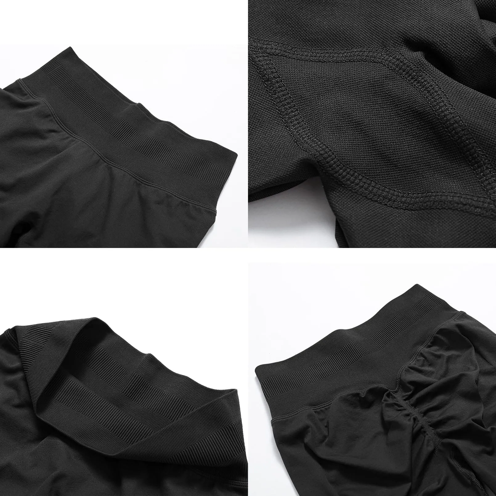 Impact Leggings for Women Seamless Workout Yoga Pants Hidden Scrunch Butt Tummy Control Gym Leggings Mid Low Waist 25" Black